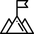 icon of a mountain with a flag on top