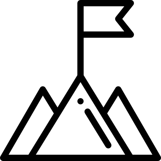 icon of a mountain with a flag on top